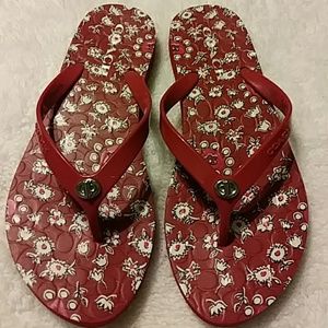 Coach red flip flops size 8